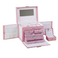 Milan Collection Pink Leather Jewelry Box