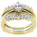Goldtone Clear CZ Bridal Ring Set
