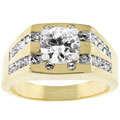 Men's Goldtone Square Top CZ Ring