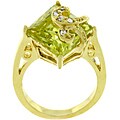 18k Gold Over Sterling Silver Green CZ Ring