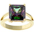 Goldtone Dark Fire Cubic Zirconia Solitaire Ring