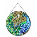 Peacock Art Glass Suncatcher Window Panel