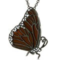 Kate Bisset Silvertone Dark Orange CZ Butterfly Necklace