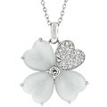 Silvertone Flower Cubic Zirconia Necklace