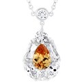 Silvertone Pear-shaped Dark Champagne CZ Necklace