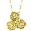 Matte Goldtone Three-flower CZ Necklace