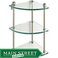 Triple-tier Tempered Glass Corner Bathroom Shelf