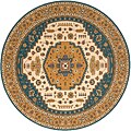 Hand-finished Teal Persian Garden Wool Rug (8' Round)