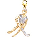 14k Gold 1/10ct TDW Diamond Hockey Player Charm