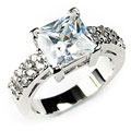 14k White Gold Overlay Clear Solitaire Ring