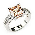 14k White Gold Overlay Champagne CZ Ring
