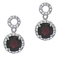 Glitzy Rocks Sterling Silver Garnet and CZ Circle Drop Earrings