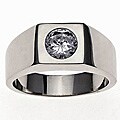 14k White Gold Overlay Men's Super Solitaire Ring