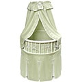 White Elegance Round Bassinet with Sage Waffle Bedding