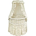 White Elegance Round Bassinet with Sage Toile Bedding