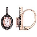 14k Gold Morganite and 3/8ct TDW Black Diamond Earrings