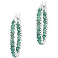 Glitzy Rocks Sterling Silver Inside-out Emerald Hoop Earrings
