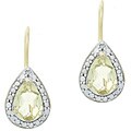 Glitzy Rocks 18k Gold/ Silver Diamond-accented Lime Quartz Earrings
