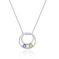 Glitzy Rocks Sterling Silver Multi-gemstone Circle Necklace