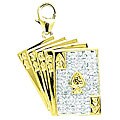 14k Yellow Gold and Diamond Playing Cards Charm