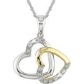 10k Two-tone Gold 1/10ct TDW Diamond Heart Necklace (I-J, I2-I3)