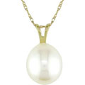 10k Yellow Gold Rice Freshwater Pearl Necklace (8-8.5 mm)