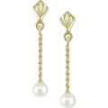 10k Yellow Gold Freshwater Pearl Drop Earrings (4-5 mm)