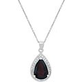 Glitzy Rocks Sterling Silver Garnet and CZ Teardrop Necklace