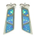 Sterling Silver Created Opal Geometric Earrings