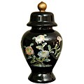 Small Black Birds and Flowers Temple Jar (China)