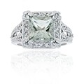 Glitzy Rocks 2 1/6ct TGW Silver Light Green Amethyst and Cubic Zirconia Ring