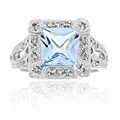 Glitzy Rocks Sterling Silver Blue Topaz and CZ Ring