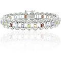 Glitzy Rocks Sterling Silver Diamond Accent Multi-gemstone Bracelet