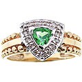 Michael Valitutti 14k Gold Tsavorite and 1/8ct TDW Diamond Ring