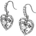 Sterling Silver Heart with Fleur de Lis Earrings