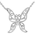 Sterling Silver CZ Filigree Butterfly Necklace