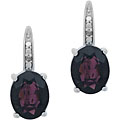 Glitzy Rocks Sterling Silver 6.2 CTW Garnet and Diamond Oval Earrings