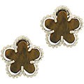 18k Gold Overlay Tiger's Eye Flower Stud Earrings