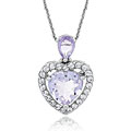 Glitzy Rocks Sterling Silver CZ and Amethyst Heart Necklace