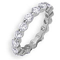 14k White Gold Overlay CZ Stackable Eternity Band