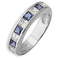 14k Gold Overlay Blue and White Diamoness Ring