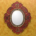 'Wine Blosssoms' Framed Mirror (Peru)