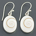Sterling Silver Chakra Shell Oval Dangle Earrings (Indonesia)