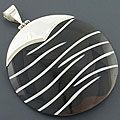 Sterling Silver Black Bone Shell Pendant (Indonesia)