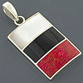 Sterling Silver Mother of Pearl and Coral Tiled Pendant (Indonesia)
