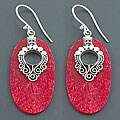 Sterling Silver Red Sea Coral Earrings (Indonesia)