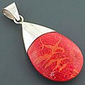 Sterling Silver Red Sea Coral Pendant (Indonesia)