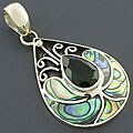 Sterling Silver Rainbow Abalone and Peridot Pendant (Indonesia)