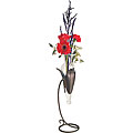 Clear Amphora Vase with Leaves Stand