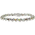 Glitzy Rocks Sterling Silver Multi-gemstone Diamond Bracelet